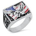 Stainless Steel Mens Black -Tone American Eagle Fashion Ring Size 12