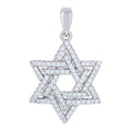 925 Sterling Silver Mens Cubic-Zirconia Star Of David Symbol Religious Charm Pendant