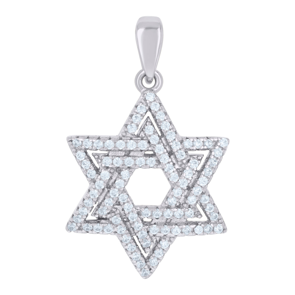 925 Sterling Silver Mens Cubic-Zirconia Star Of David Symbol Religious Charm Pendant