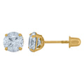 14K 5mm Round Basket Cubic Zirconia Stud With Screwback