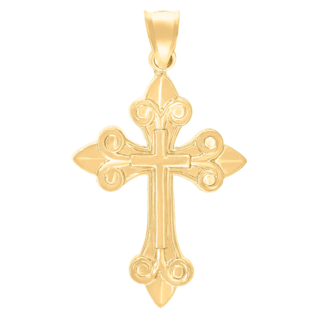 10K Yellow Gold Mens Cross Religious Charm Pendant
