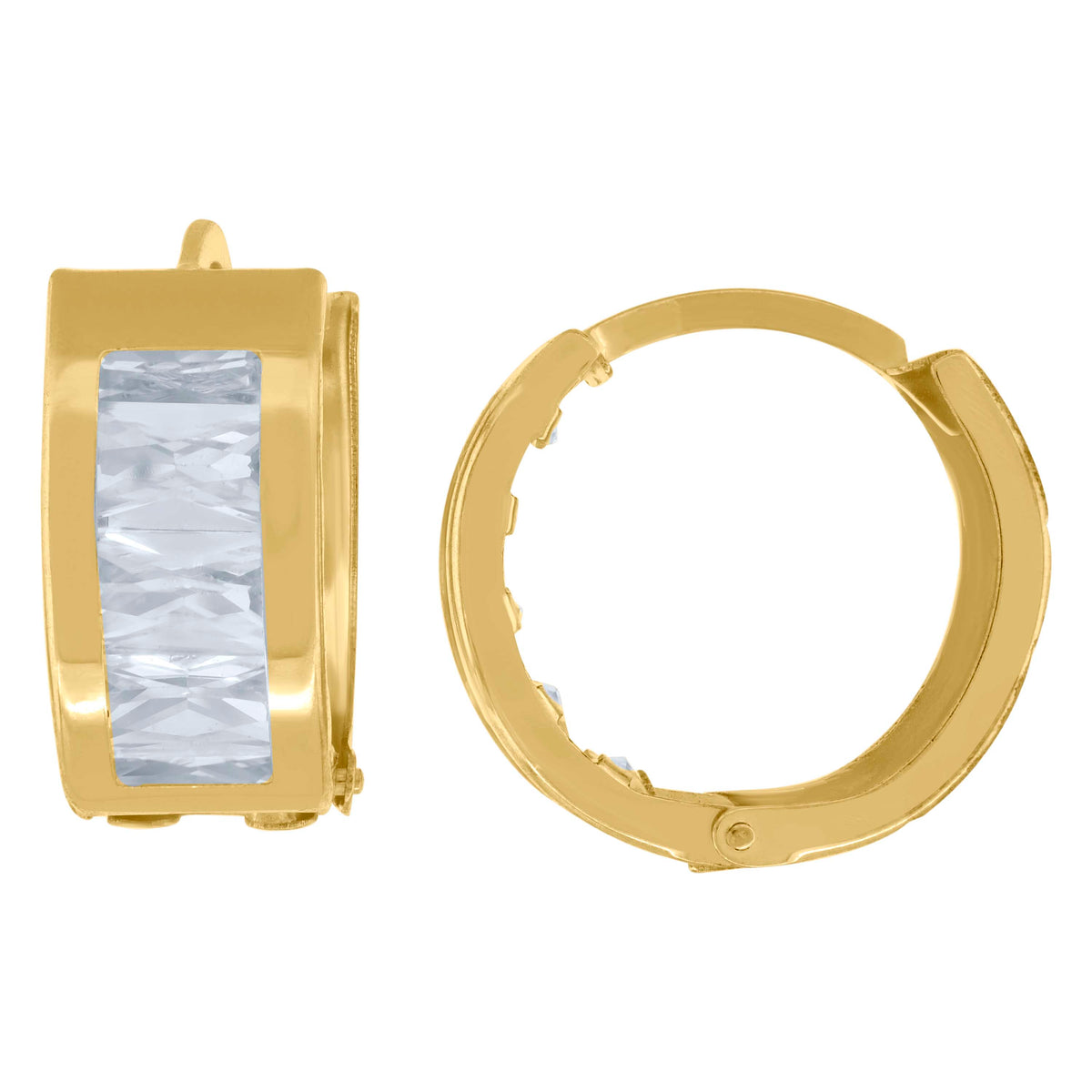 10K Yellow Gold Womens Cubic-Zirconia Hoop Earrings