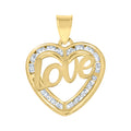 10K Yellow Gold Womens Cubic-Zirconia Polished Finish Love Heart Charm Pendant