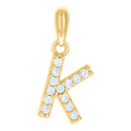 925 Sterling Silver Unisex Cubic-Zirconia Initial Alphabet K Charm Pendant