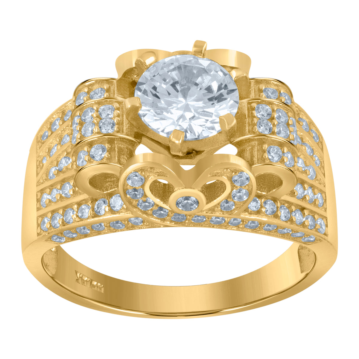 10K Two-Tone Gold Womens Cubic Zirconia Engagement Ring