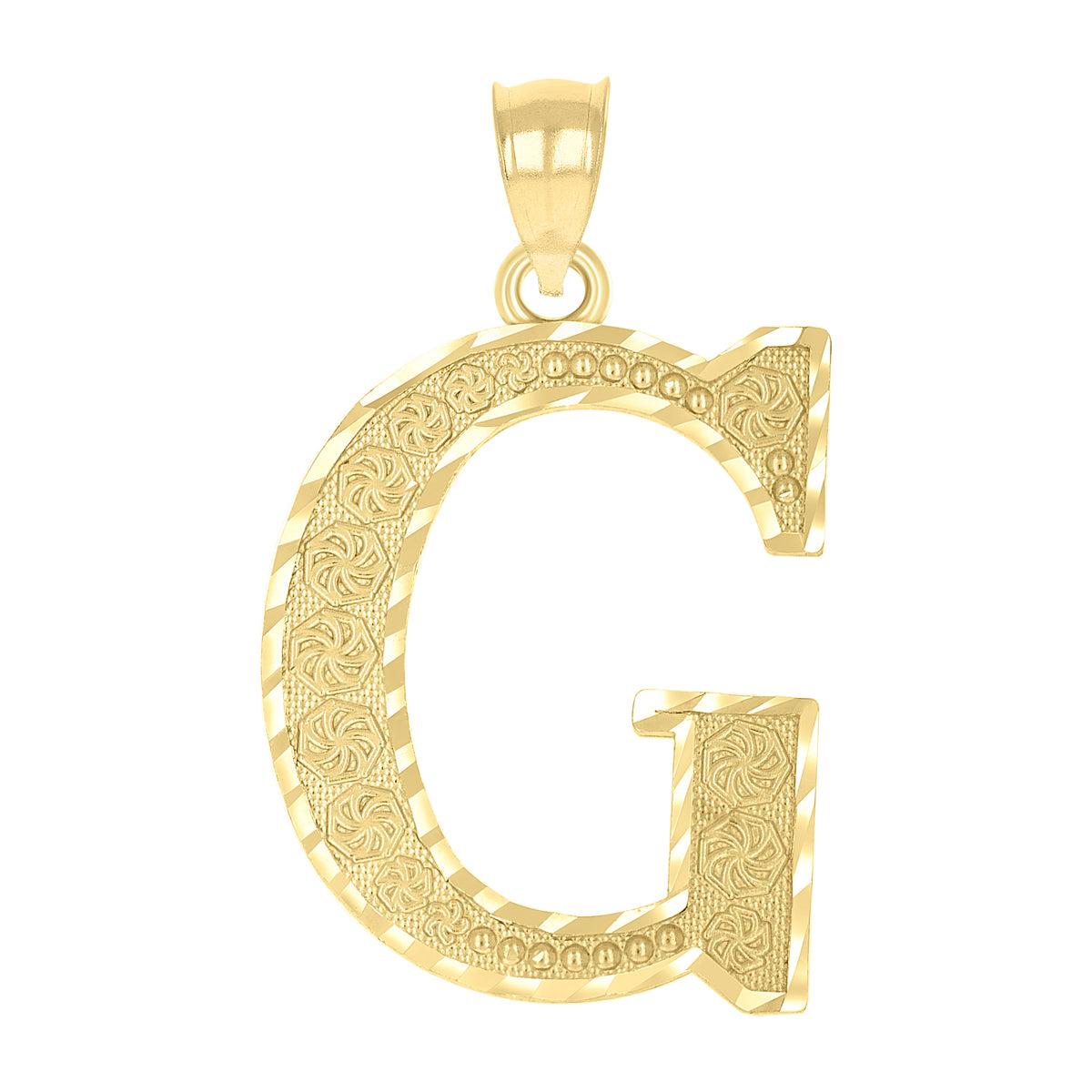 10K Yellow Gold Unisex Diamond-Cut Initial Letter G Charm Pendant