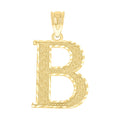 10K Yellow Gold Unisex Diamond-Cut Initial Letter B Charm Pendant