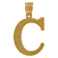 10K Yellow Gold Unisex Diamond-Cut Initial Letter C Charm Pendant