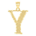 10K Yellow Gold Unisex Diamond-Cut Initial Letter Y Charm Pendant