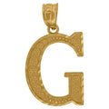 10K Yellow Gold Unisex Diamond-Cut Initial Letter G Charm Pendant