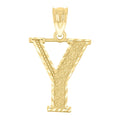 10K Yellow Gold Unisex Diamond-Cut Initial Letter Y Charm Pendant