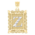 10K Two-tone Gold Unisex Initial Alphabet Z Charm Pendant
