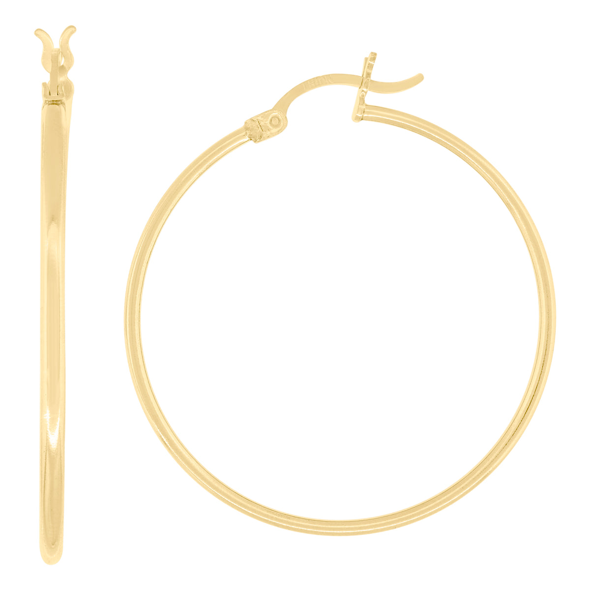 10K Yellow Gold Womens 1.5mm X 24mm Hinged Hoops Huggies