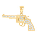 10K Yellow Gold Mens Cubic-Zirconia Gun Charm Pendant