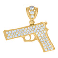10K Yellow Gold Mens Cubic-Zirconia Gun Charm Pendant