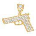 10K Yellow Gold Mens Cubic-Zirconia Gun Charm Pendant