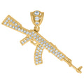 10K Yellow Gold Mens Cubic-Zirconia Gun Charm Pendant