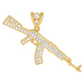 10K Yellow Gold Mens Cubic-Zirconia Gun Charm Pendant