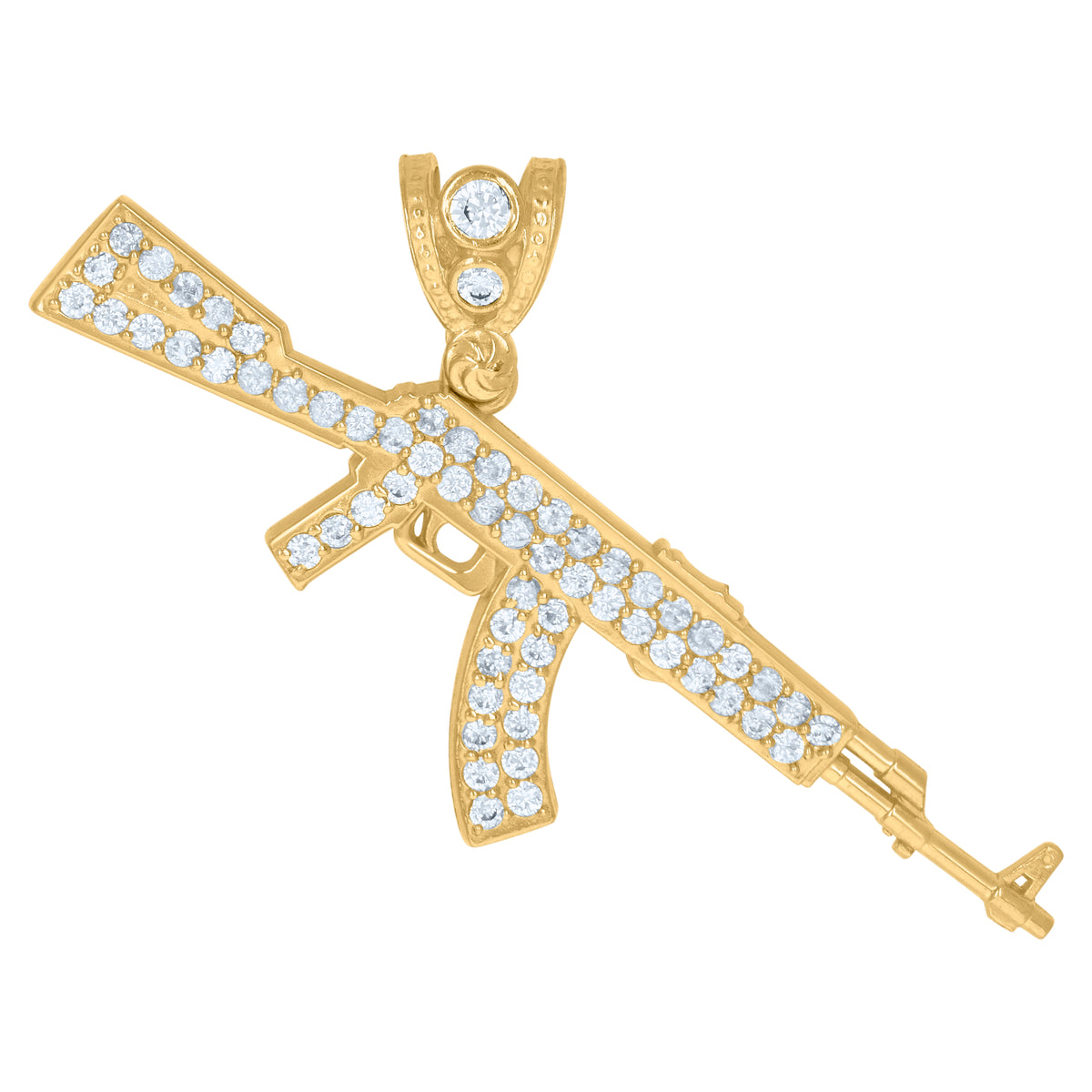 10K Yellow Gold Mens Cubic-Zirconia Gun Charm Pendant