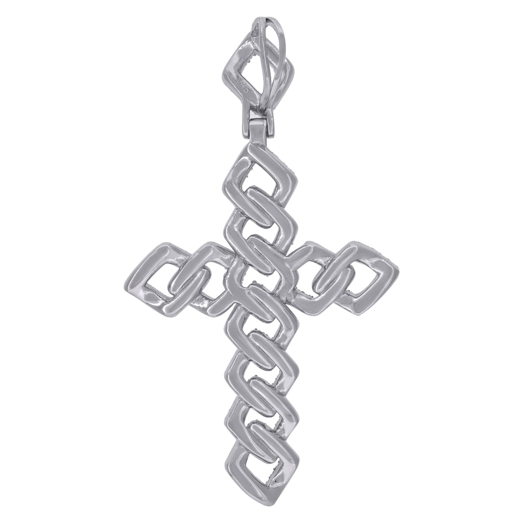 925 Sterling Silver Mens Cubic-Zirconia Cross Religious Charm Pendant