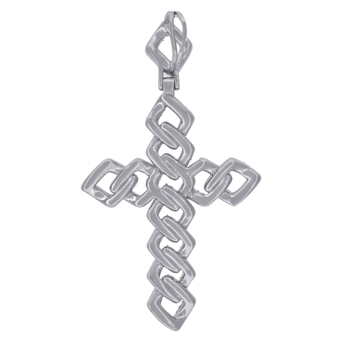 925 Sterling Silver Mens Cubic-Zirconia Cross Religious Charm Pendant