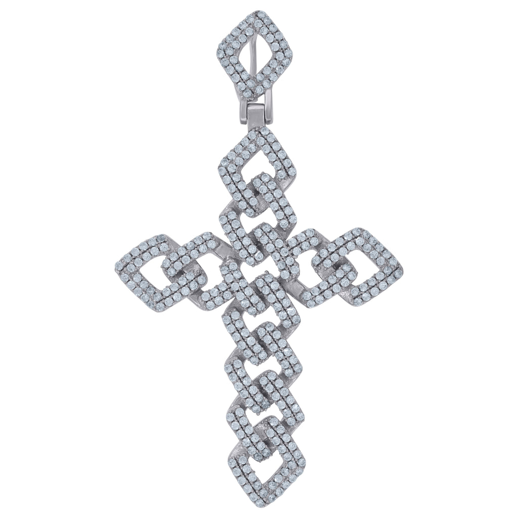 925 Sterling Silver Mens Cubic-Zirconia Cross Religious Charm Pendant