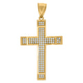 10K Yellow Gold Unisex Cubic-Zirconia Cross Polished Finish Religious Charm Pendant