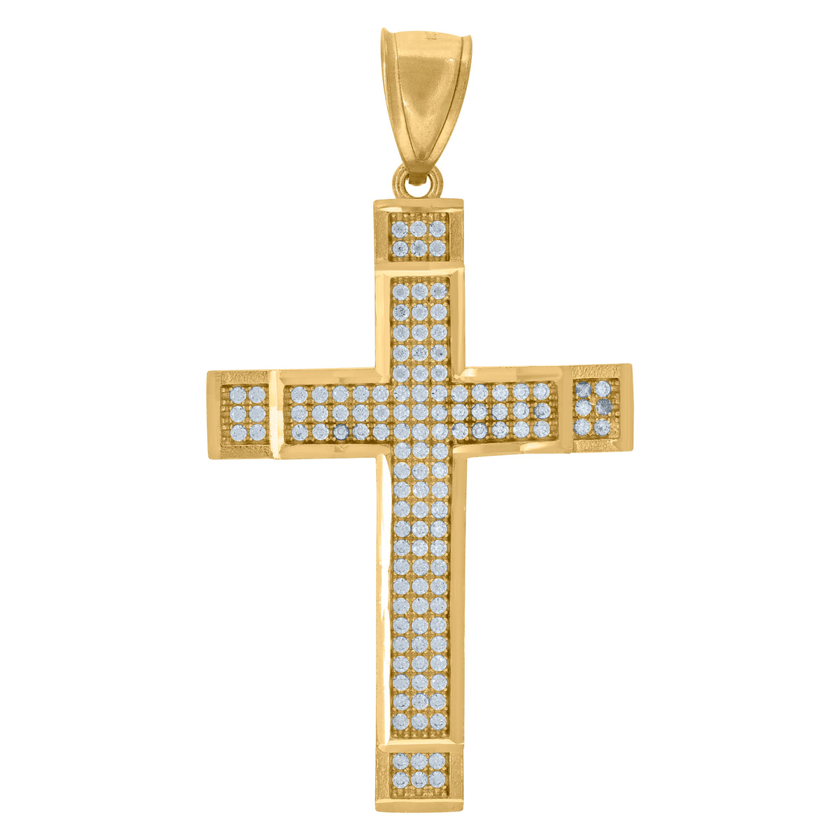 10K Yellow Gold Unisex Cubic-Zirconia Cross Polished Finish Religious Charm Pendant