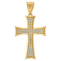 10K Yellow Gold Unisex Cubic Zirconia Diamond-Cut Cross Religious Charm Pendant