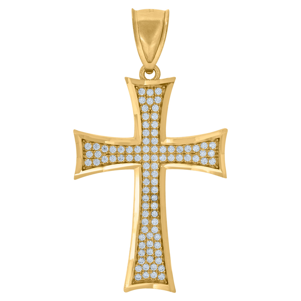 10K Yellow Gold Unisex Cubic Zirconia Diamond-Cut Cross Religious Charm Pendant