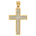 10K Yellow Gold Unisex Cubic-Zirconia Cross Polished Finish Latin Religious Charm Pendant
