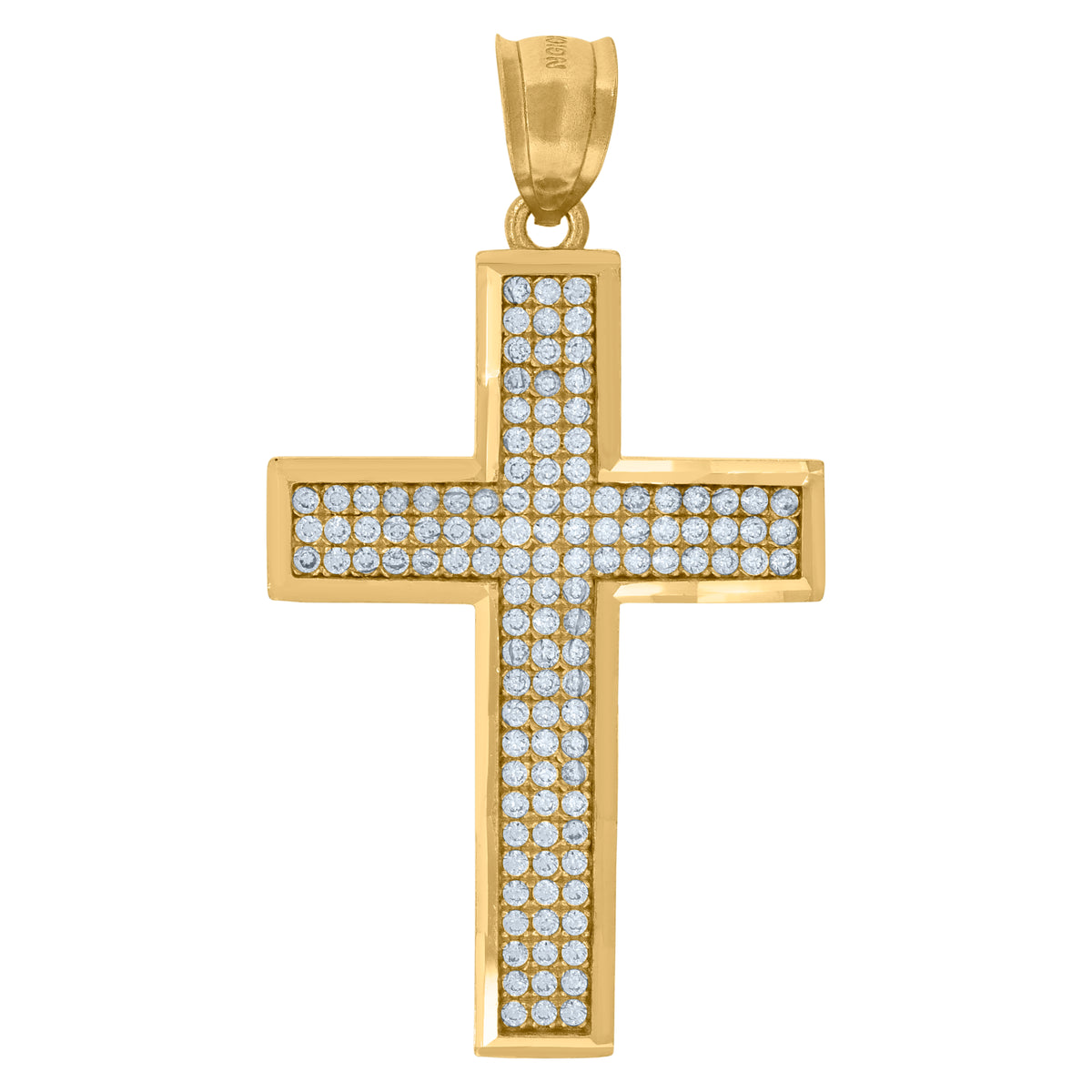 10K Yellow Gold Unisex Cubic-Zirconia Cross Polished Finish Latin Religious Charm Pendant