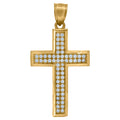 10K Yellow Gold Unisex Cubic-Zirconia Latin Cross Religious Charm Pendant
