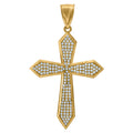 10K Yellow Gold Unisex Cubic-Zirconia Passion Cross Religious Charm Pendant
