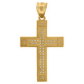 10K Yellow Gold Unisex Cubic Zirconia Diamond-Cut Cross Religious Charm Pendant