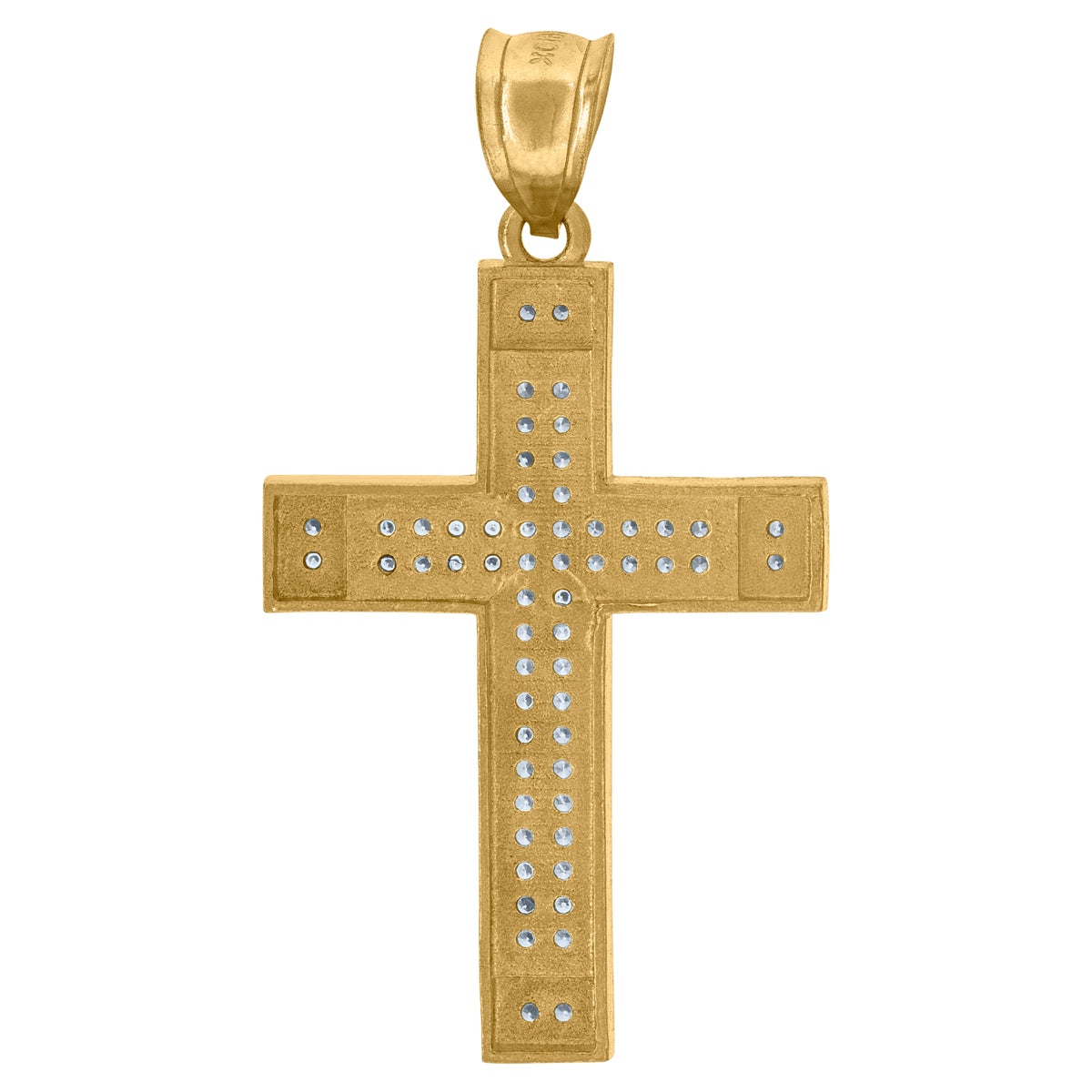 10K Yellow Gold Unisex Cubic Zirconia Diamond-Cut Cross Religious Charm Pendant