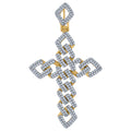 925 Sterling Silver Yellow-Tone Mens Cubic-Zirconia Cross Religious Charm Pendant