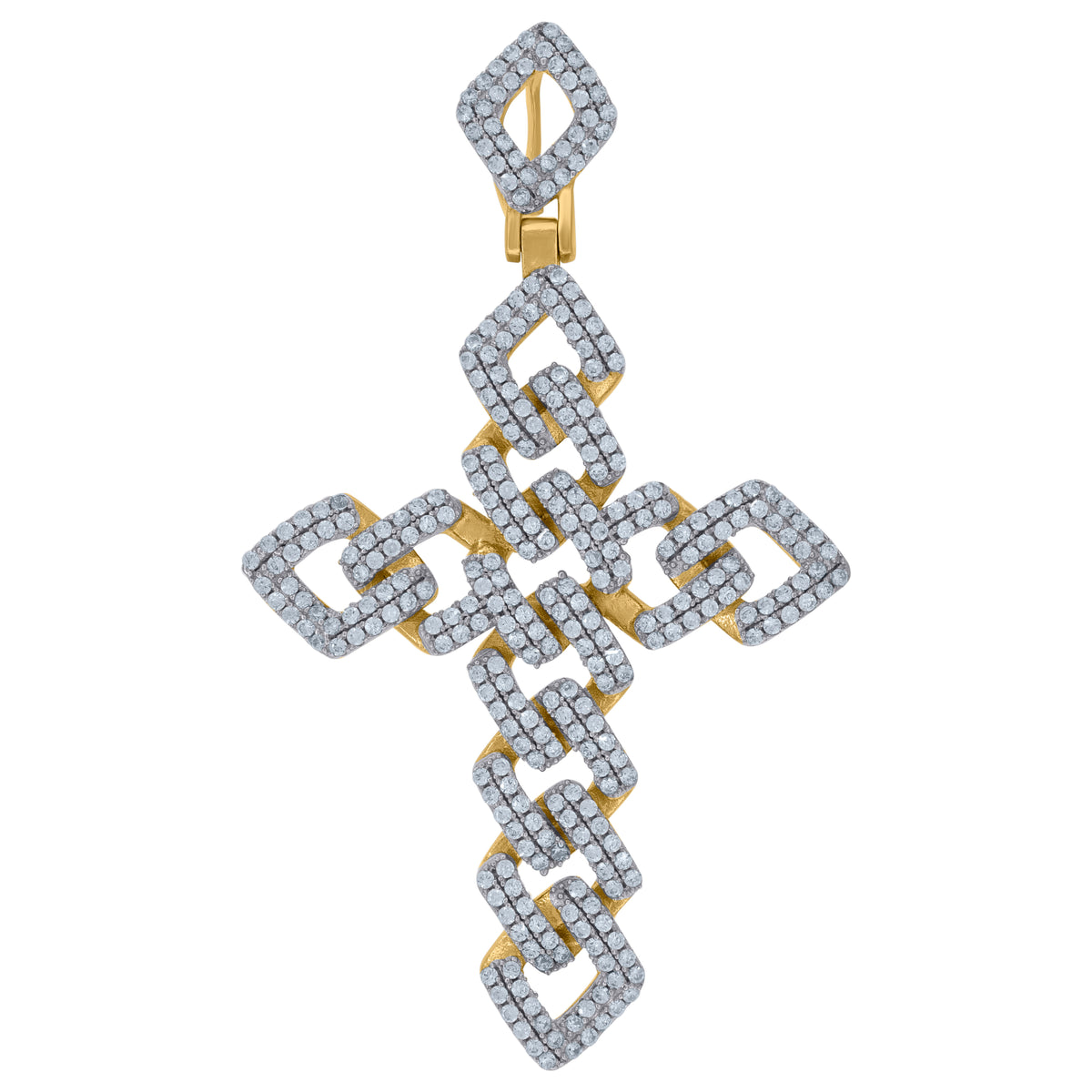 925 Sterling Silver Yellow-Tone Mens Cubic-Zirconia Cross Religious Charm Pendant