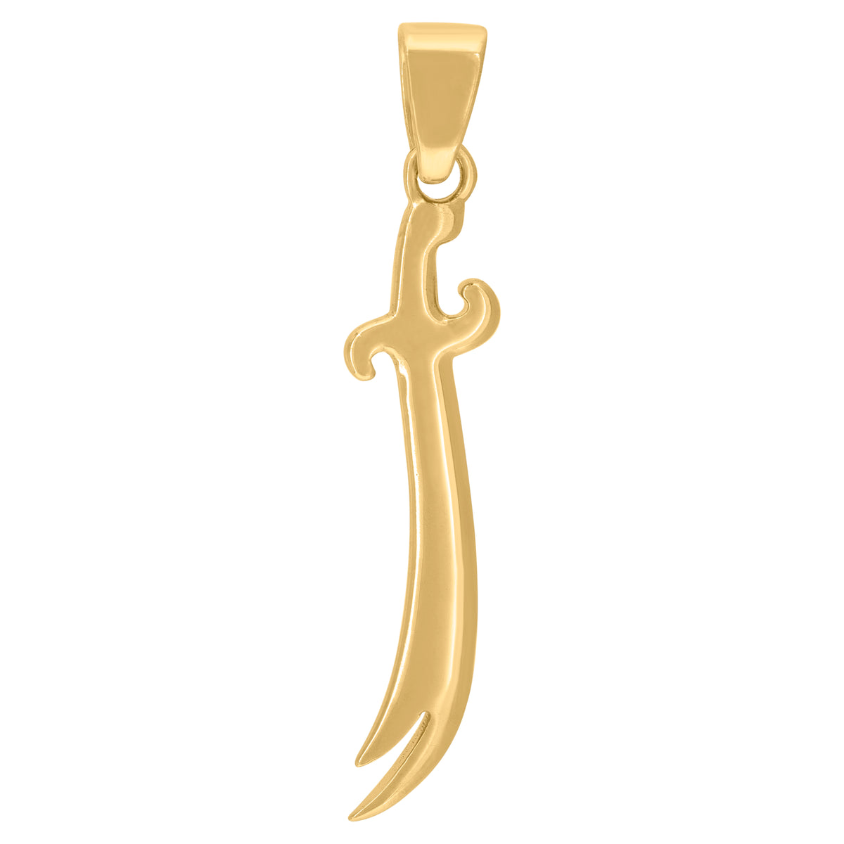 925 Sterling Silver Yellow-Tone Mens Scimitar Knife Charm Pendant