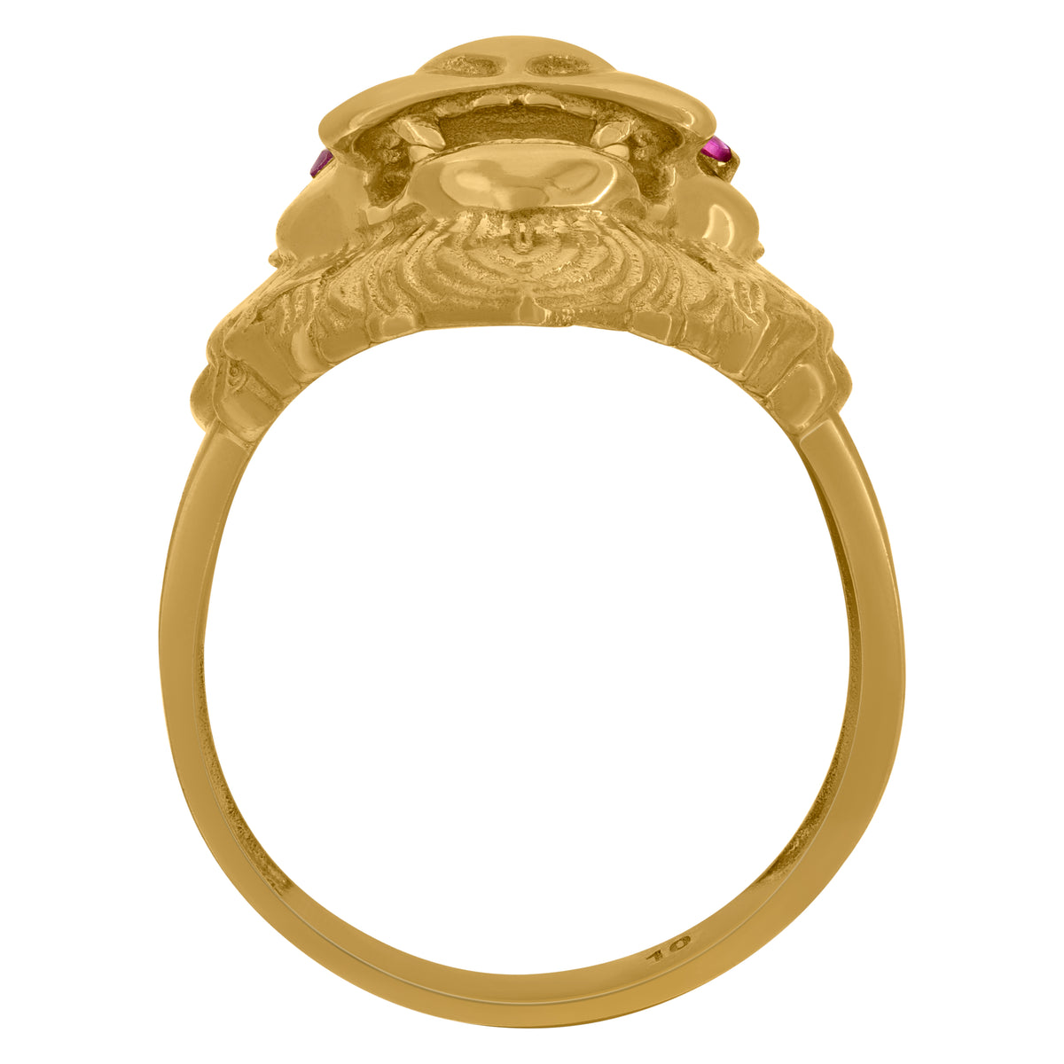 10K Yellow Gold Mens Purple White Marquise Round Cubic-Zirconia Head Leo/Lion Animal Zodiac Sign/Wildlife Ring