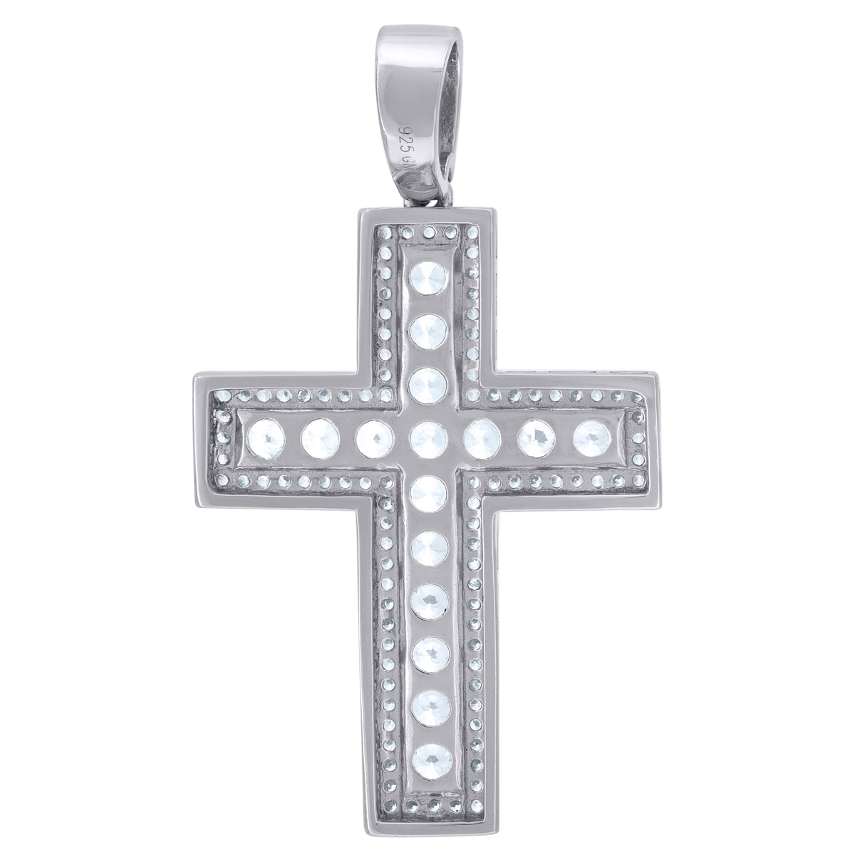 925 Sterling Silver Mens Cubic Zirconia Cross Religious Charm Pendant