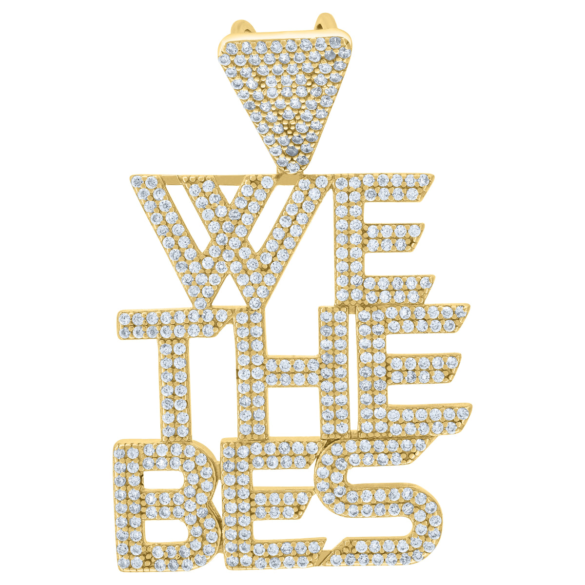 925 Sterling Silver Yellow-Tone Mens Cubic-Zirconia We The Best Talking Fashion Charm Pendant