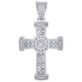925 Sterling Silver Mens Round & Princess-Cut Cubic-Zirconia Cross Religious Charm Pendant
