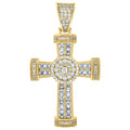 925 Sterling Silver Yellow-Tone Mens Round & Princess-Cut Cubic-Zirconia Cross Religious Charm Pendant