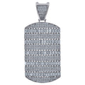 925 Sterling Silver Mens Round & Baguette Cubic-Zirconia Dog Tag Fashion Charm Pendant