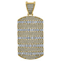 925 Sterling Silver Yellow-Tone Mens Round & Baguette Cubic-Zirconia Dog Tag Fashion Charm Pendant