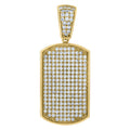 925 Sterling Silver Yellow-Tone Mens Cubic-Zirconia Dog Tag Fashion Charm Pendant