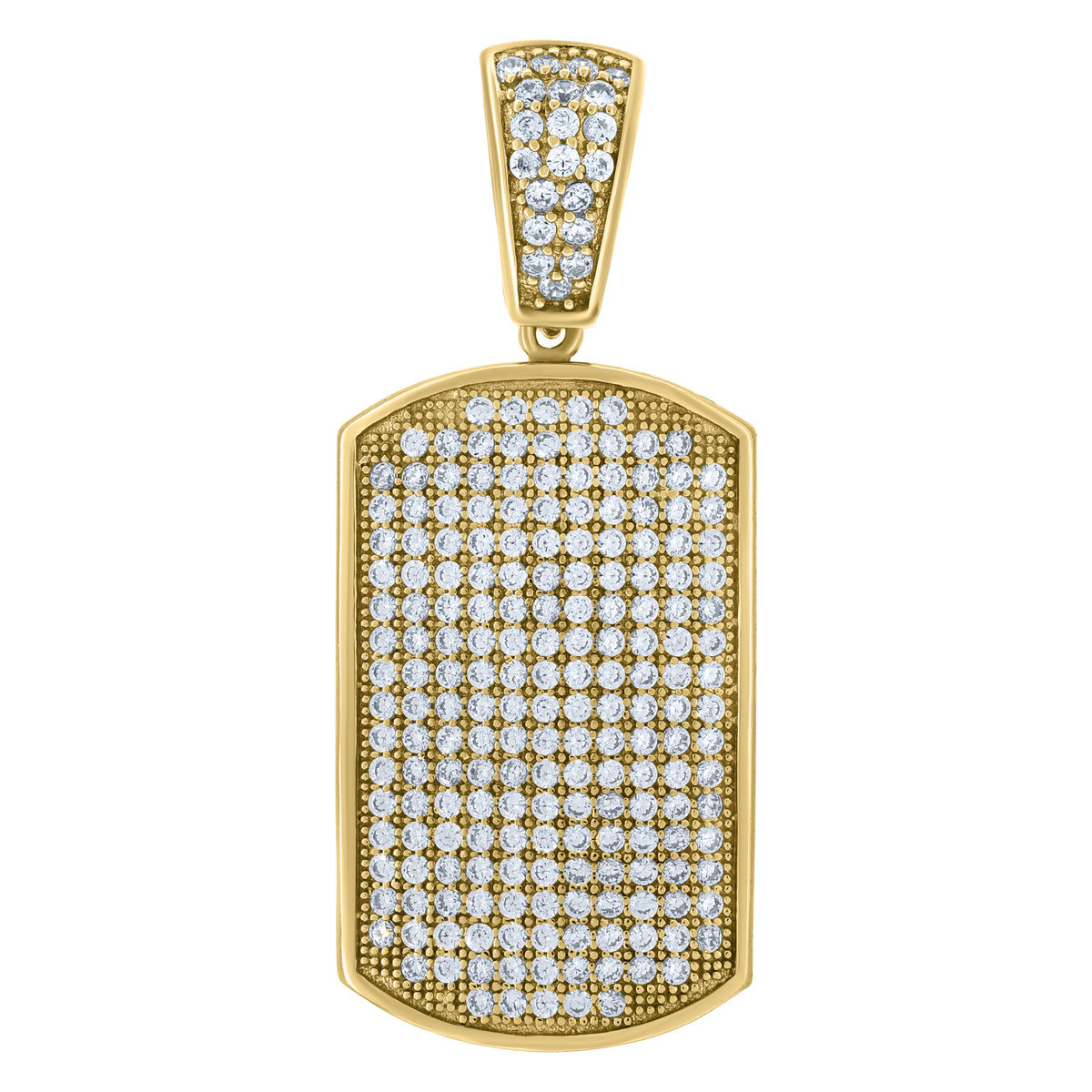 925 Sterling Silver Yellow-Tone Mens Cubic-Zirconia Dog Tag Fashion Charm Pendant