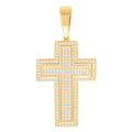 925 Sterling Silver Yellow-Tone Unisex Cz Cross Religious Charm Pendant