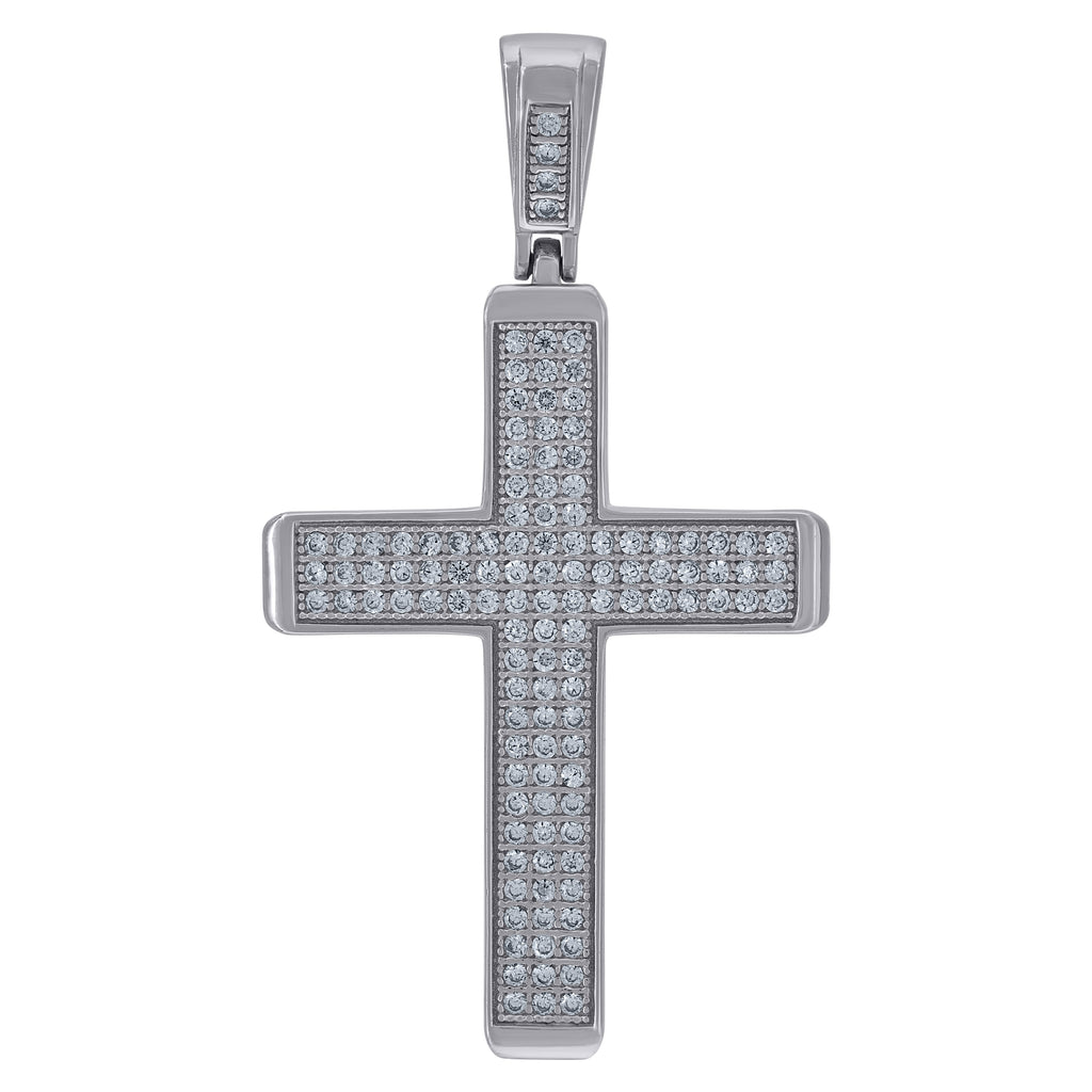 925 Sterling Silver Unisex Cz Cross Religious Charm Pendant